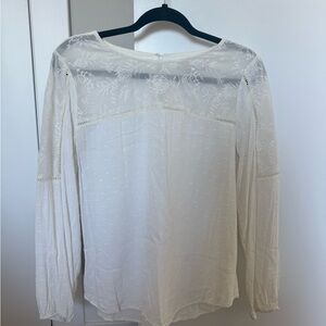 LOFT White Floral Lace Blouse